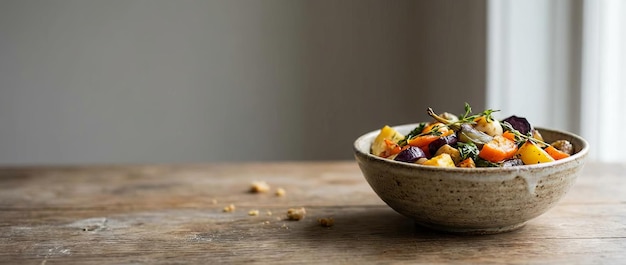 Miska čerstvého jedla na stole